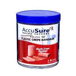 AccuSure Elastic Crepe Bandage with Hook & Loop Closure (6cm x 4mt)