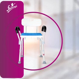 Flamingo Shower Stool-Chair With Rails 2501 – Adjustable Bath Seat for Elderly & Disabled