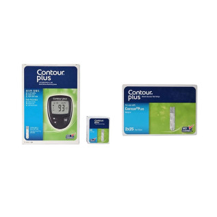 Contour Plus Blood Glucose Monitoring System Glucometer with 25 Free Strips