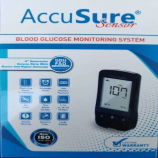 Accusure Sensor 4th Generation Glucometer Machine with 25 Strips