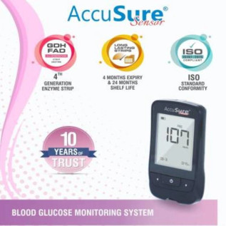Accusure Sensor 4th Generation Glucometer Machine with 25 Strips