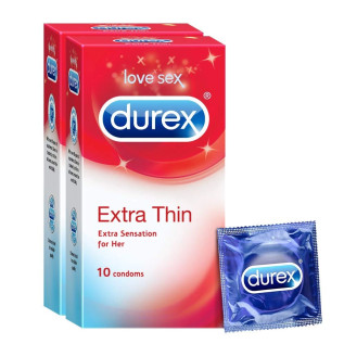 Durex Extra Thin Condoms for Men - 10 Count (Pack of 2)