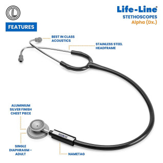 LIFE LINE Alpha Stethoscope, Black
