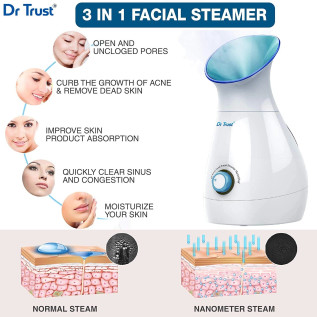 Dr Trust USA 3-in-1 Nano Ionic Facial Steamer Vaporizer Room Humidifier and Towel Warmer (White) 902