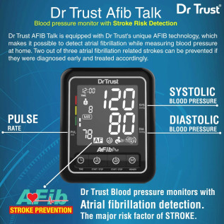 Dr Trust Atrial Fibrillation Automatic Dual Talking Digital BP Monitor Machine (Black) 104