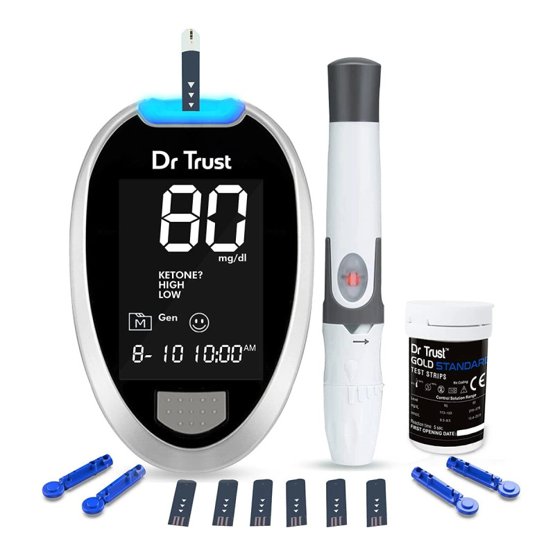 Dr Trust (USA) Fully Automatic Blood Sugar Testing Glucometer Machine with 60 Strips 9001