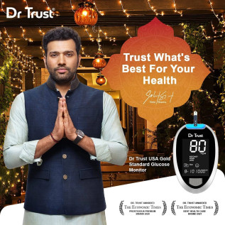 Dr TrustFully Automatic Blood Sugar Testing Glucometer Machine with 10 Strips(Black)