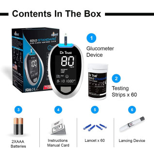 Dr TrustFully Automatic Blood Sugar Testing Glucometer Machine with 10 Strips(Black)