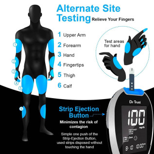 Dr TrustFully Automatic Blood Sugar Testing Glucometer Machine with 10 Strips(Black)