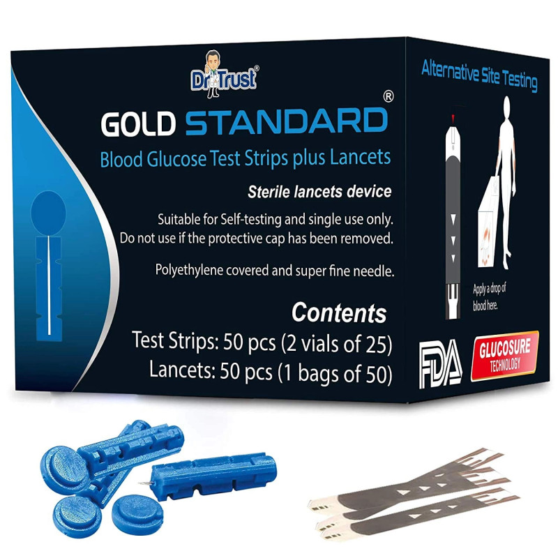 Dr Trust USA Gold Standard Glucometer Strips (50) 9003 (Compatible with Dr Trust Glucometer 9001 & 9002 only)