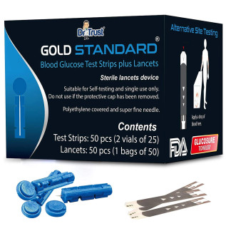 Dr Trust USA Gold Standard Glucometer Strips (50) 9003 (Compatible with Dr Trust Glucometer 9001 & 9002 only)