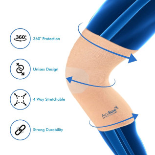 AccuSure Knee Support For Relieves Pain, Support, Uniform Compression, Gym, Sports