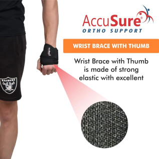AccuSure Elastic Fitness Exercise Wrist Brace With Thumb For Men & Women