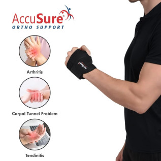 AccuSure Elastic Fitness Exercise Wrist Brace With Thumb For Men & Women