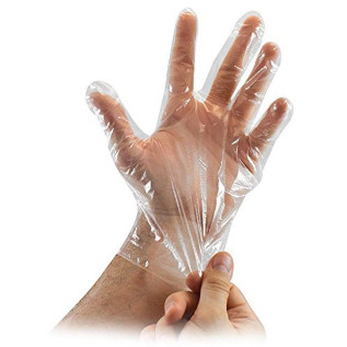 Disposable Transparent Clear Plastic Gloves / Hand Gloves / Pack of 200