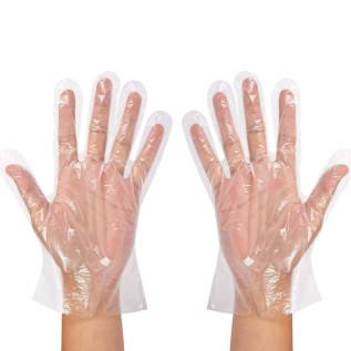 Disposable Transparent Clear Plastic Gloves / Hand Gloves / Pack of 200