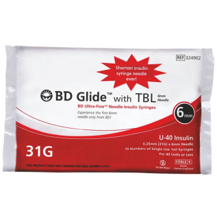 BD Glide Insulin Syringe 31G (40 IU) 100 Pcs – Precision Insulin Syringe for Diabetic Injections | Comfortable & Accurate