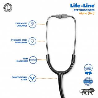 LIFE LINE Alpha Stethoscope, Black