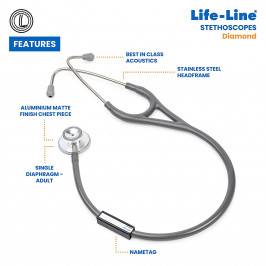 LIFE LINE Diamond Stethoscope, Grey