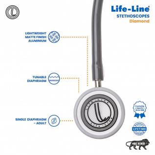 LIFE LINE Diamond Stethoscope, Grey