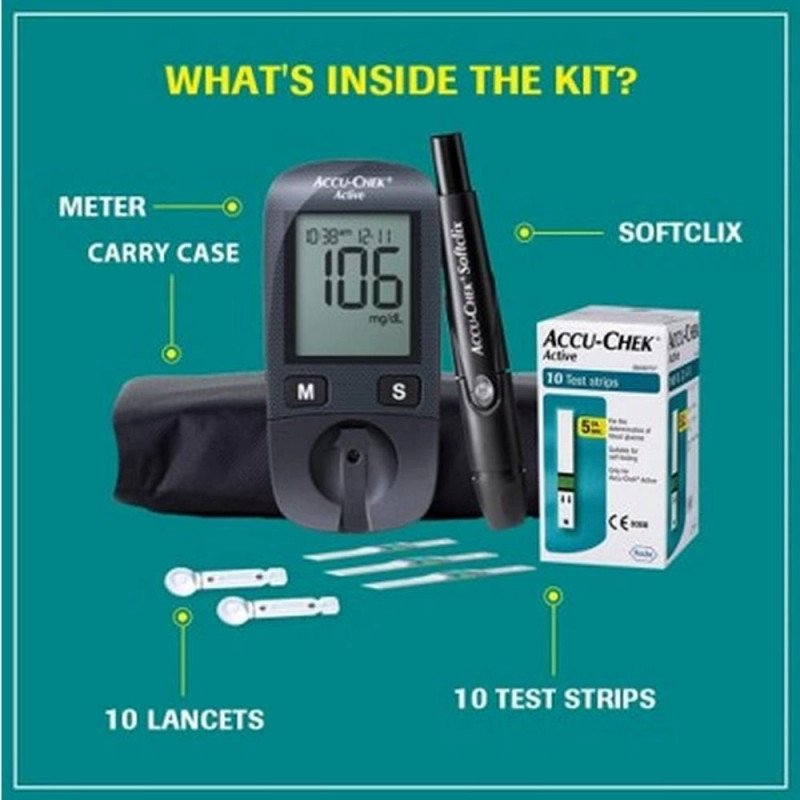 Accuchek Active meter Blood Glucose Monitor with Free 10 Strips Accuchek Active meter Blood Glucose Monitor with Free 10 Strips