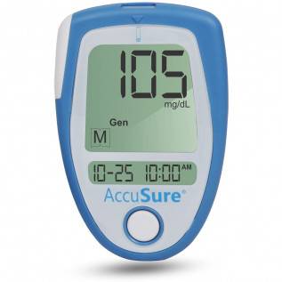 AccuSure Blue Blood Glucose Meter with Free 25 Strips