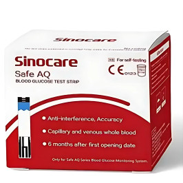 SinoCare Safe AQ Test Strips – 50 Blood Glucose Test Strips for Safe AQ Glucometer