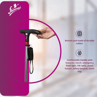 Flamingo FM Radio/Torch/Siren Walking Stick