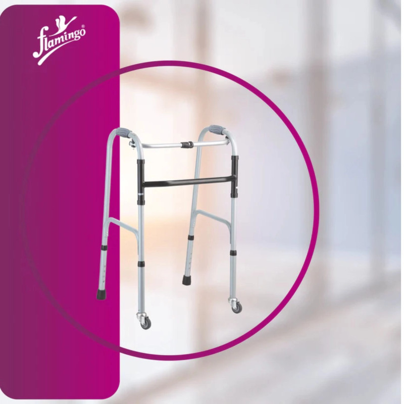 Flamingo Walker With Castor (360° Rotating Wheels) OC 2335 – Lightweight, Foldable Mobility Aid for Elderly & Patients Flamingo Walker With Castor (360° Rotating Wheels) OC 2335 – Lightweight, Foldable Mobility Aid for Elderly & Patients