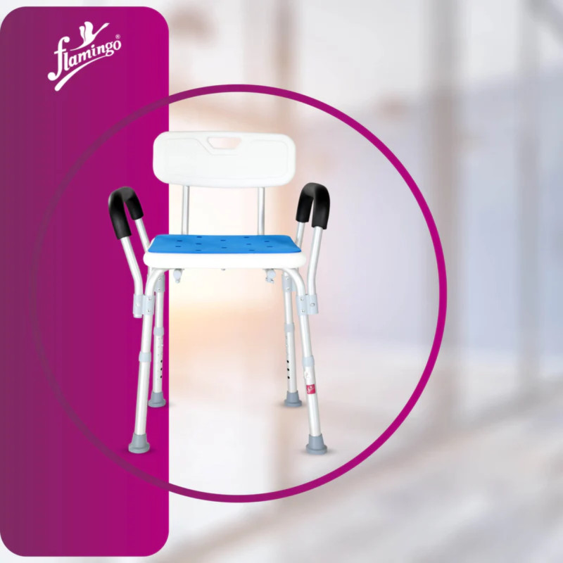 Flamingo Shower Stool-Chair With Rails 2501 – Sturdy, Adjustable & Anti-Slip Bath Seat for Elderly, Disabled & Patients Flamingo Shower Stool-Chair With Rails 2501 – Sturdy, Adjustable & Anti-Slip Bath Seat for Elderly, Disabled & Patients
