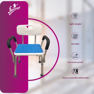 Flamingo Shower Stool-Chair With Rails 2501 – Adjustable Bath Seat for Elderly & Disabled
