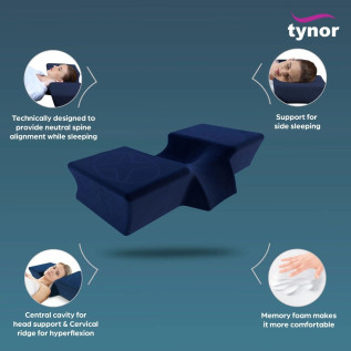 Tynor Anatomic Pillow Urbane B-28 | Ergonomic Cervical Pillow for Neck & Shoulder Pain Relief | Orthopedic Memory Foam Support
