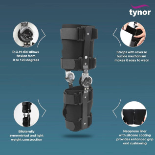 Tynor R.O.M Knee Brace 18" D-10 | Adjustable Hinged Support for Knee Recovery