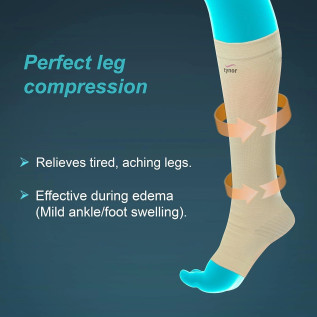 Tynor C Stocking Below Knee (Pair) Classic, L-16 – Compression Support Stockings for Varicose Veins & Swelling Relief