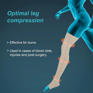 Tynor Leg Mid Thigh Compression Garment Open Toe (Pair) L-78 – Medical Grade Support for Varicose Veins, Swelling & Circulation