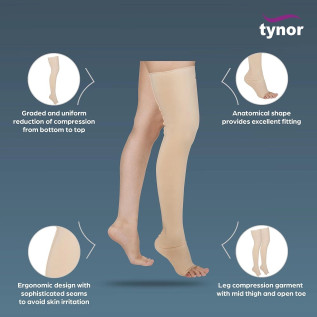 Tynor Leg Mid Thigh Compression Garment – Open Toe (Pair)