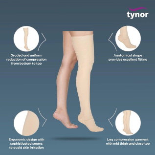Tynor Compression Garment Leg Mid Thigh Closed Toe L-79