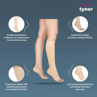 Tynor Compression Garment Leg Below Knee (Open Toe) L-80