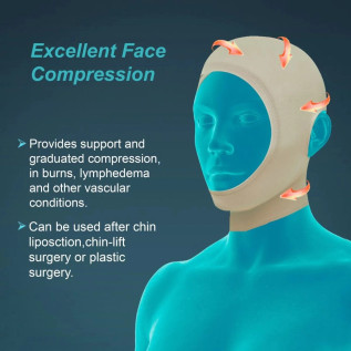 Tynor Compression Garment Face Open Hood L-85 for Post Surgery Support, Face Lift Recovery, Facial Contouring & Skin Healing