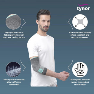 Tynor Elbow Support Urbane E-48 | Compression Brace for Pain Relief, Sports Injury & Elbow Support for Men & Women