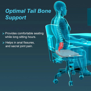 Coccyx Cushion Seat for Tailbone Pain Relief by Tynor H-13 – Orthopedic Memory Foam Support for Back, Spine & Posture Correction