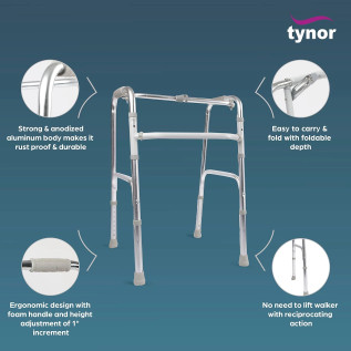 Tynor Walker Invalid's L-20 – Foldable Walker for Elderly