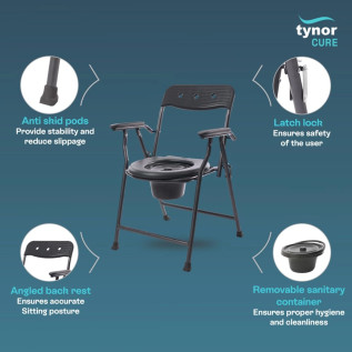 Tynor Commode Ergo L-43 – Foldable Adjustable Commode Chair