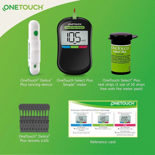 OneTouch Select Plus Simple Glucometer for Simple, Accurate & Virtually Painfree Blood Sugar testing