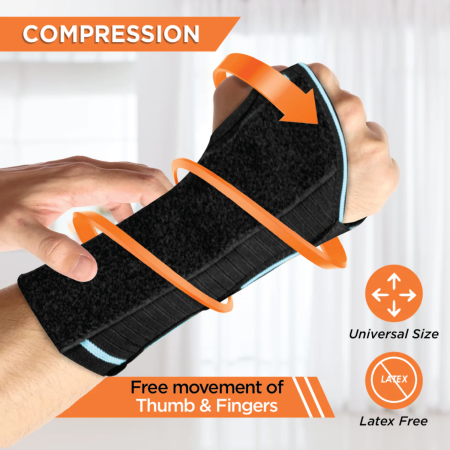 Cock-up wrist support with adjustable straps