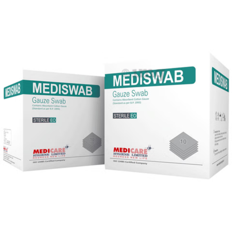 Mediswab 7.5cm x 7.5cm Sterile Non-Woven Gauze Swabs for Wound Dressing, Surgical Cleaning, First Aid & Absorbent Medical Care Mediswab 7.5cm x 7.5cm Sterile Non-Woven Gauze Swabs for Wound Dressing, Surgical Cleaning, First Aid & Absorbent Medical Care
