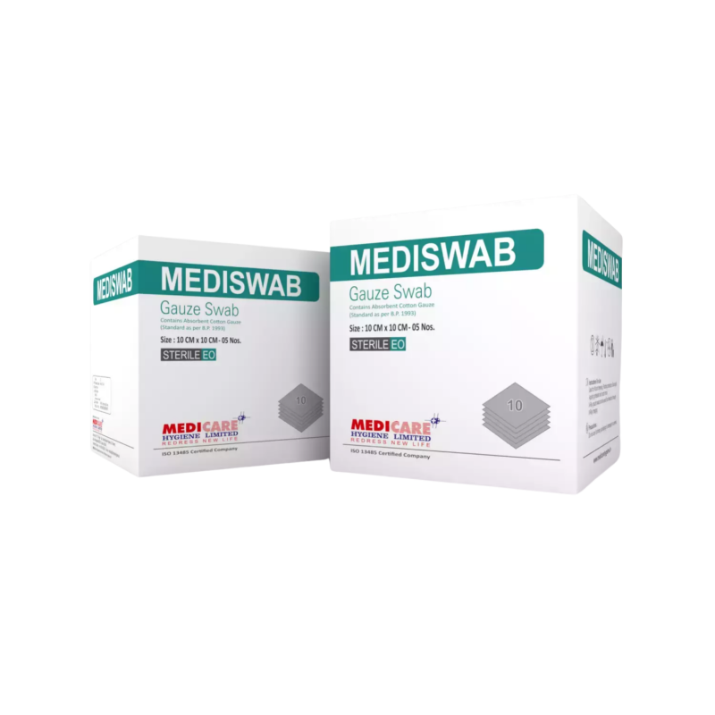 Mediswab 10cm x 10cm Sterile Non-Woven Gauze Swabs for Wound Dressing, Surgical Cleaning, First Aid Mediswab 10cm x 10cm Sterile Non-Woven Gauze Swabs for Wound Dressing, Surgical Cleaning, First Aid