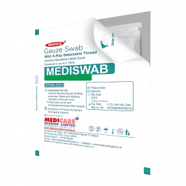 Mediswab 10cm x 10cm Sterile Non-Woven Gauze Swabs for Wound Dressing, Surgical Cleaning, First Aid