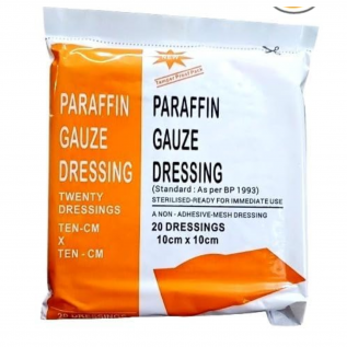 Paraffin Dressing Gauze 10cm x 10cm Sterile Wound Pad