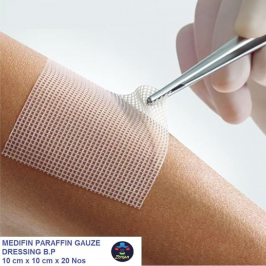 Paraffin Dressing Gauze 10cm x 10cm Sterile Non-Adherent Wound Care Pad for Burns, Cuts, Surgical Dressing & Skin Graft Healing